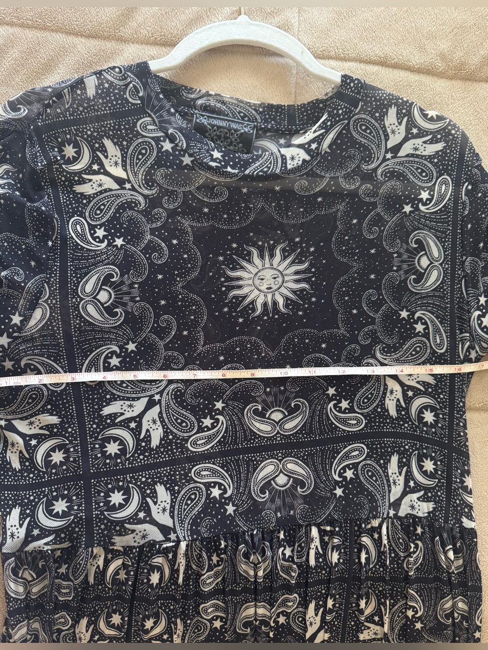 Johnny Was Paisley Celestial Tiered Sheer Midi Dress - Picture 7 of 7